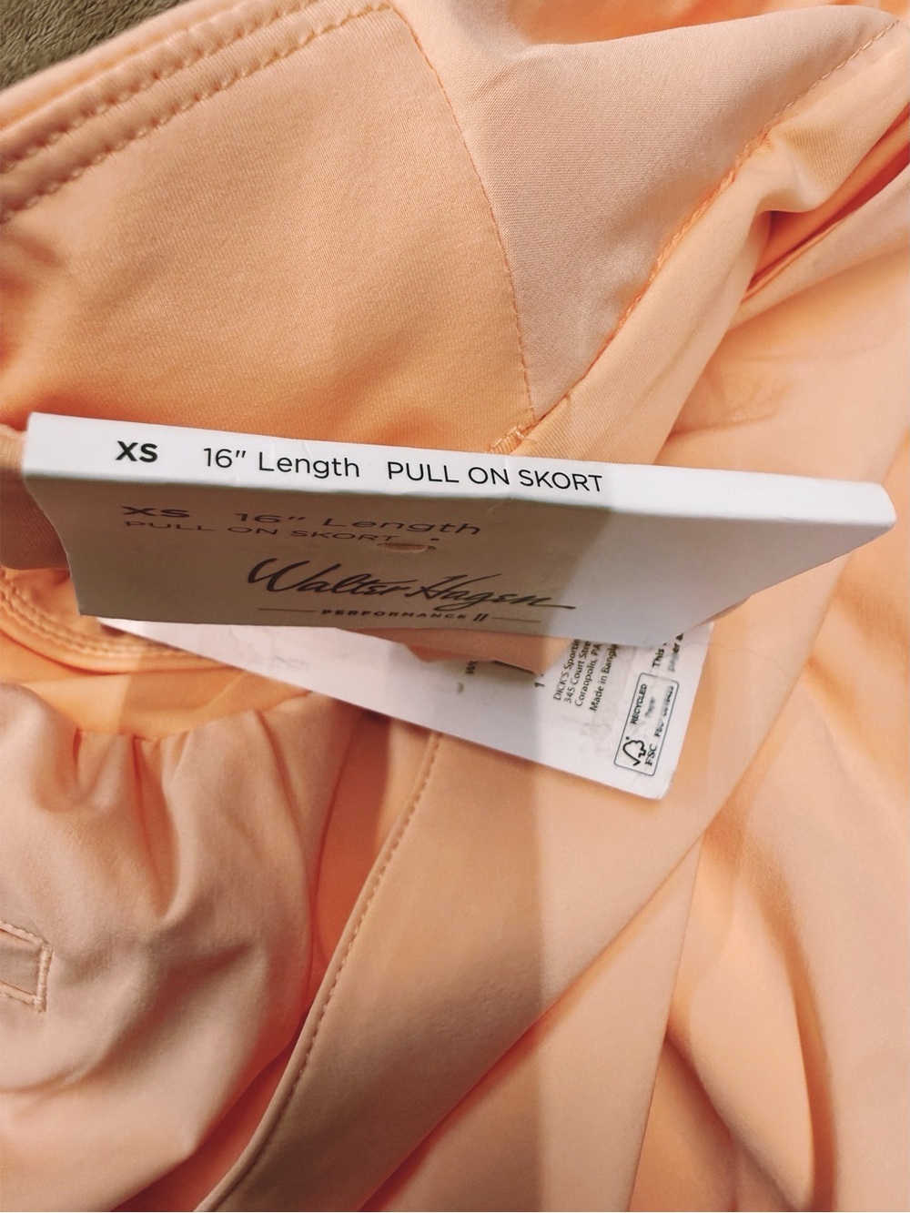 NWT Walter Hagen 16" Lightweight Core Golf Skort in Peach Fuzz, Size XS - Picture 9 of 11